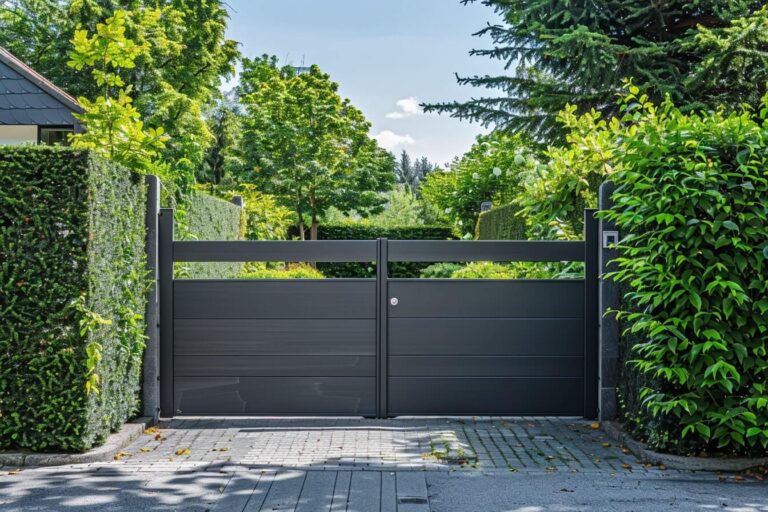 Modernes Einfahrtstor mit anthrazitfarbenem Design in Hanau