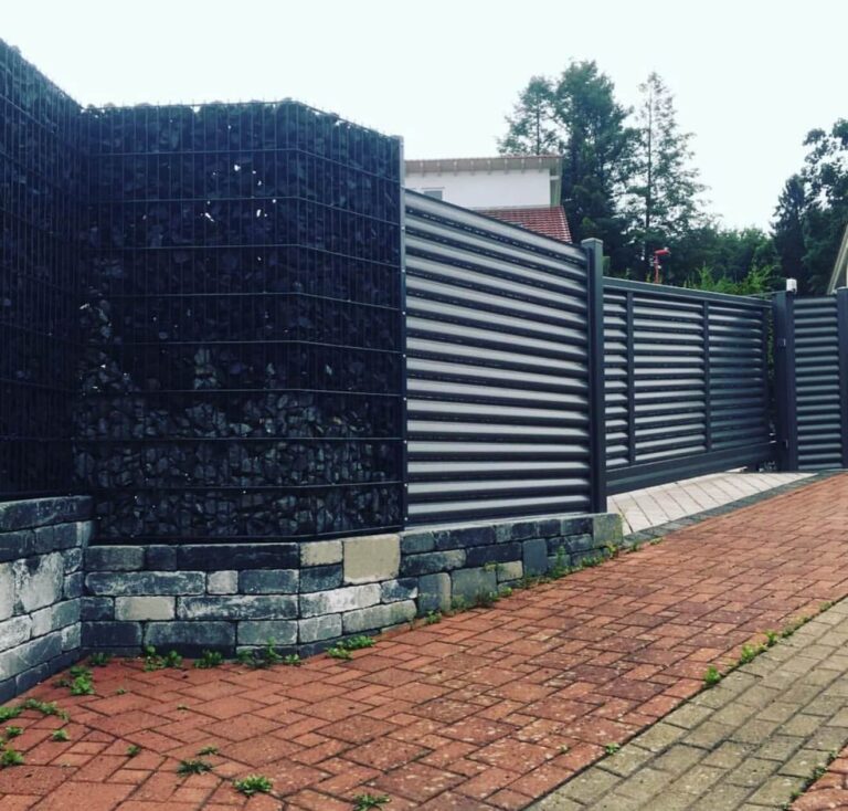 Gabionenzaun als Sicht- und Lärmschutz