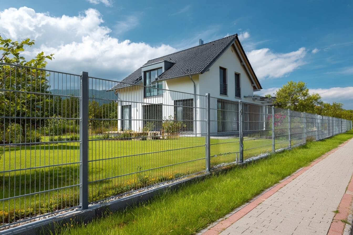 Lamellenzaun im Garten eines Privathaushaltes